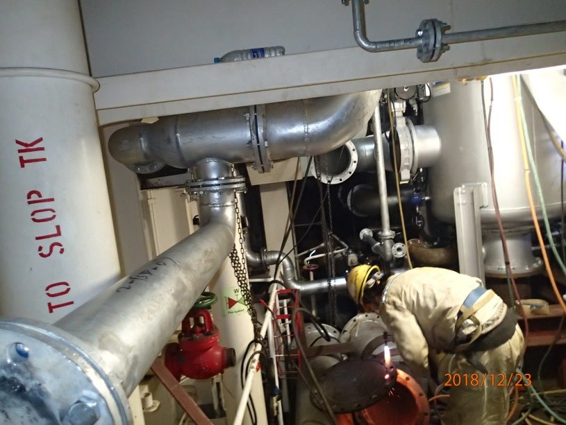 Completed piping installation on board